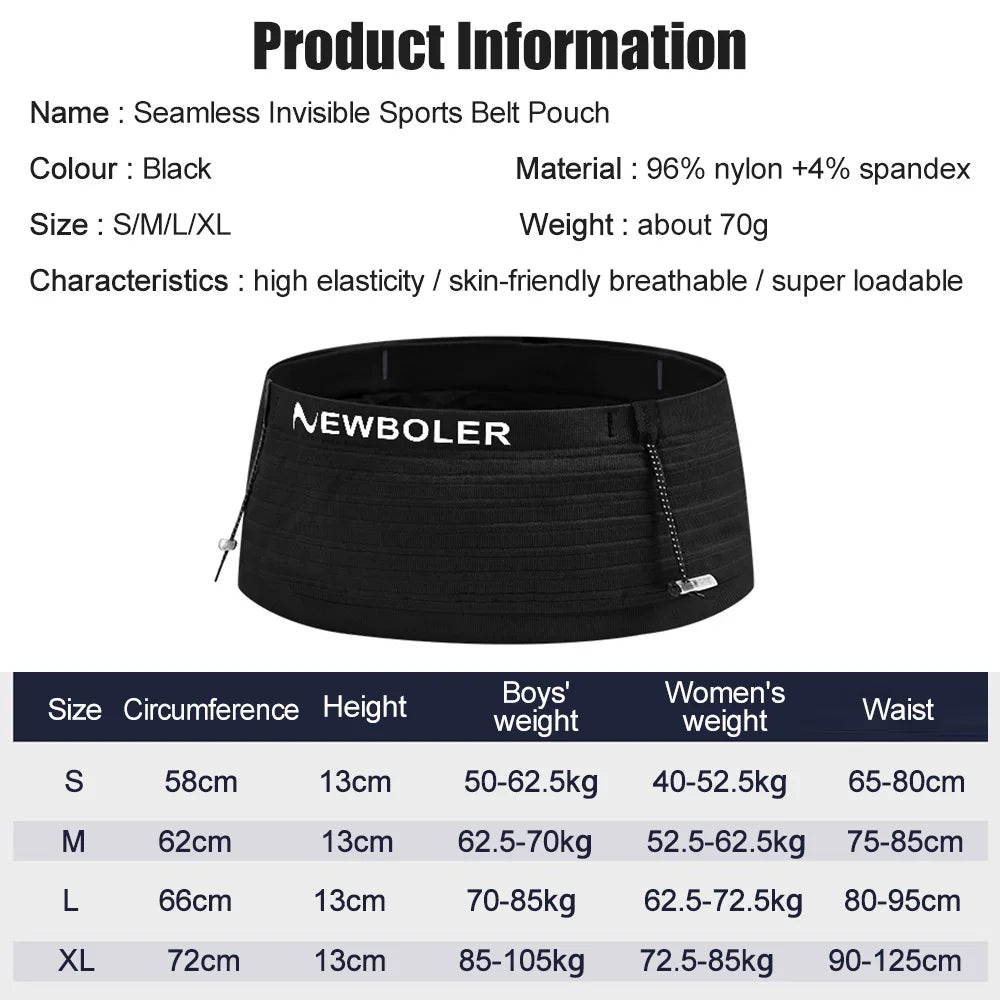 NEWBOLER Elastic Sports Waist Bag Pack