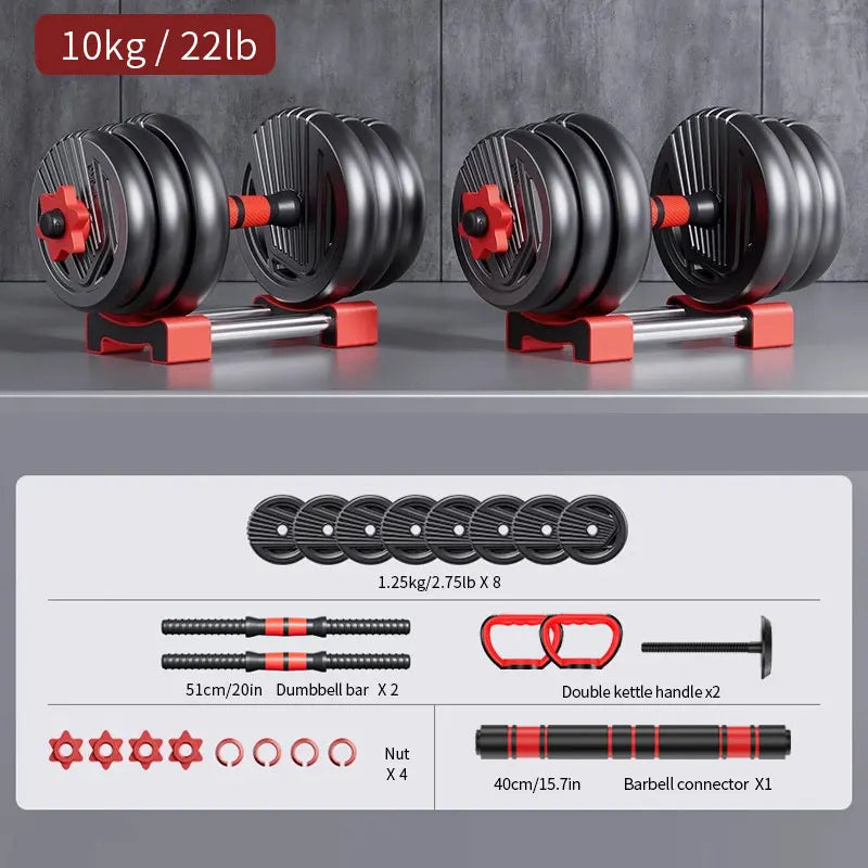 4-in-1 adjustable weight dumbbell set, - Kinetic Fitness