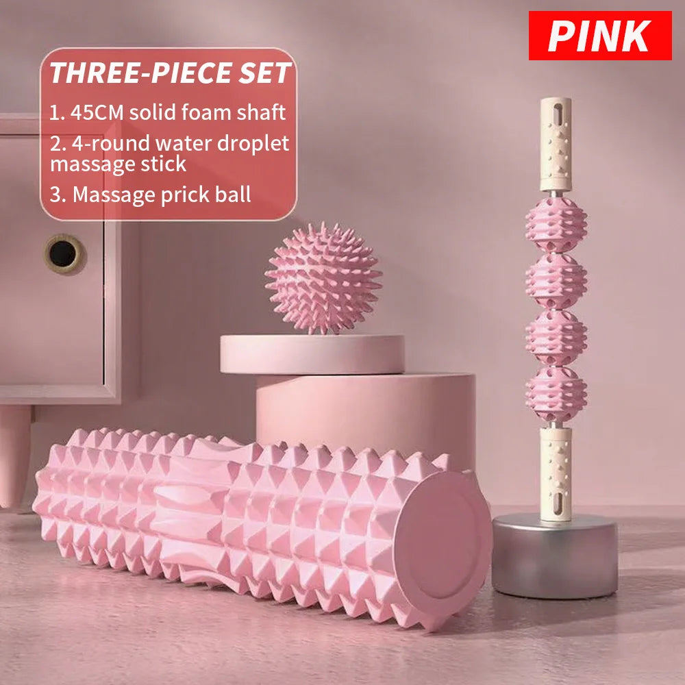 [Three piece massage set] Massage prick ball, massage roller, foam massage roller shaft - Kinetic Fitness