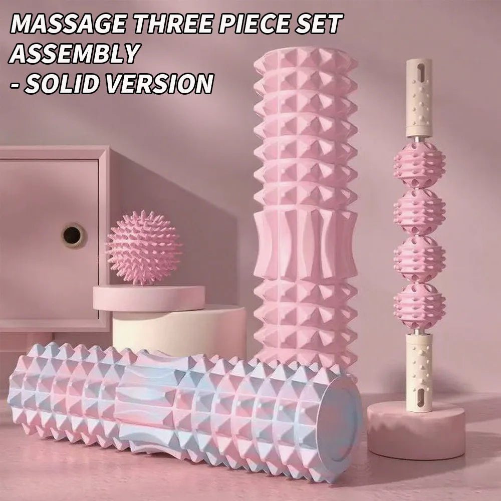[Three piece massage set] Massage prick ball, massage roller, foam massage roller shaft - Kinetic Fitness