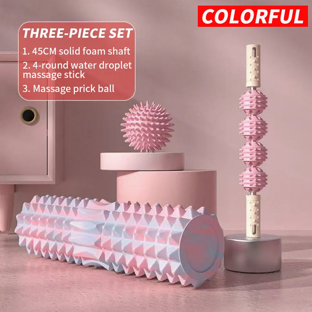 [Three piece massage set] Massage prick ball, massage roller, foam massage roller shaft - Kinetic Fitness