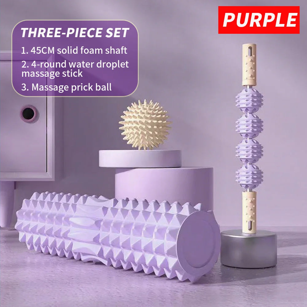 [Three piece massage set] Massage prick ball, massage roller, foam massage roller shaft - Kinetic Fitness